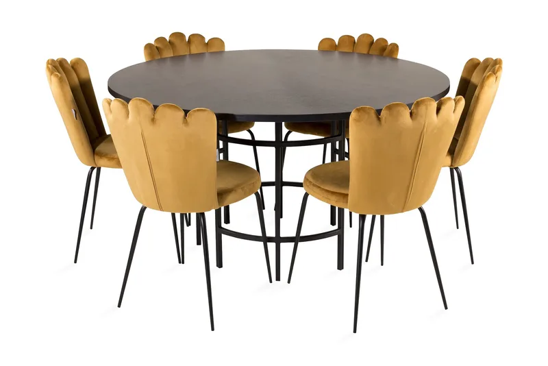 Copenhagen Matgrupp med 6 Limhamn Matstolar Gul, Furniture Fashion