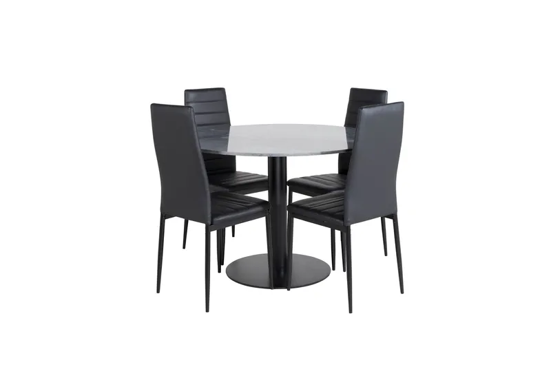Estelle Matgrupp 106 cm Rund med 4 Slim stolar - Möbler - Bord & matgrupper - Matgrupper