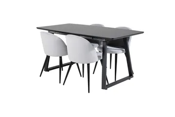 Inca Matgrupp Förlängningsbar 160 cm Rektangulär med 4 Velvet stolar - Möbler - Bord & matgrupper - Matgrupper