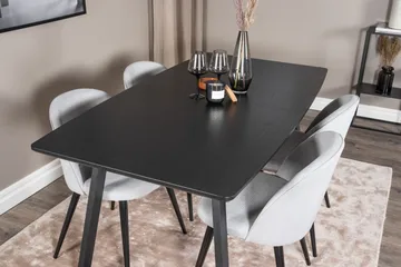 Inca Matgrupp Förlängningsbar 160 cm Rektangulär med 4 Velvet stolar - Möbler - Bord & matgrupper - Matgrupper