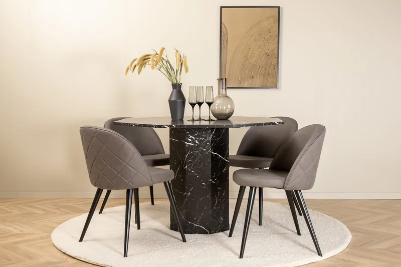 Marbs runt matbord med 4st Velvet matstol