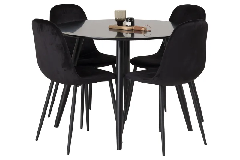 Plaza Matgrupp 100 cm Rund med 4 Polar stolar - Svart - Möbler - Bord & matgrupper - Matgrupper