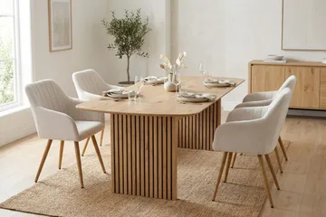 Richeto Matgrupp Ek 180 cm med 4 Filippa Matstolar - Ek/Vit - Möbler - Bord & matgrupper - Matgrupper