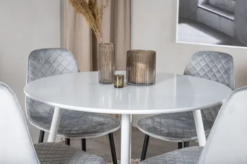 Ridones Matgrupp 100 cm Rund inkl 4 Ypas Stolar - Vit/Grå/Svart - Möbler - Bord & matgrupper - Matgrupper