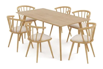 Tyrö Matgrupp 190 cm Ek med 6 st Tyrö Karmstolar med Dyna - Ek - Möbler - Bord & matgrupper - Matgrupper