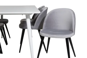Ypas Matgrupp 180 cm inkl 6 Valeri Stolar - Vit/Sammet/Ljusgrå/Svart - Möbler - Bord & matgrupper - Matgrupper