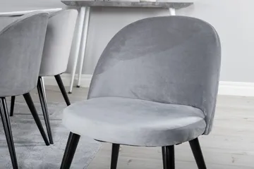 Ypas Matgrupp 180 cm inkl 6 Valeri Stolar - Vit/Sammet/Ljusgrå/Svart - Möbler - Bord & matgrupper - Matgrupper