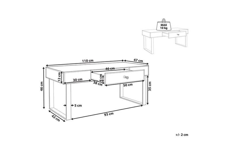 Nesle Rektangulärt Soffbord med Lådor 110 cm i Glas - Spegelsilver - Möbler - Bord & matgrupper - Soffbord