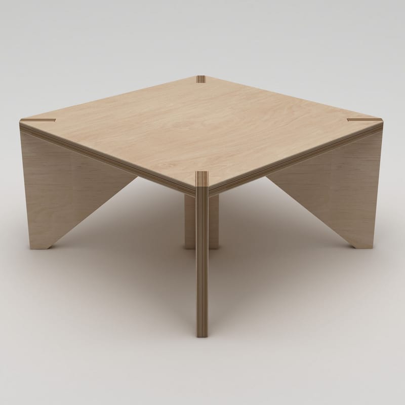 Nirena Litet Kvadratiskt Soffbord 75 cm i Björk, Beige