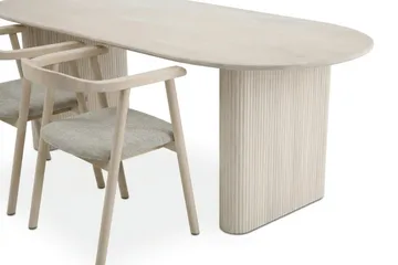 Noira Matgrupp förlängningsbart 160-220 cm Vitlaserad med 6 Jolie Matstolar - Möbler - Bord & matgrupper - Matgrupper
