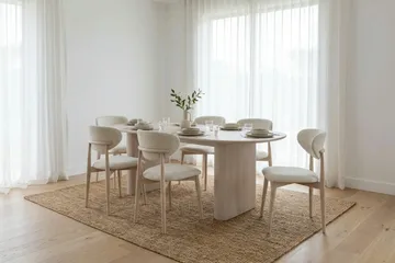 Noira Matgrupp rektangulärt 220 cm Vitlaserad med 6 Molly Matstolar - Vitlaserad - Möbler - Bord & matgrupper - Matgrupper