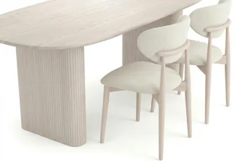 Noira Matgrupp rektangulärt 220 cm Vitlaserad med 6 Molly Matstolar - Vitlaserad - Möbler - Bord & matgrupper - Matgrupper