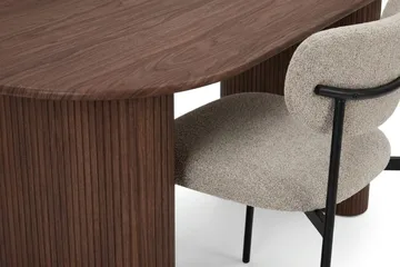 Noira Rektangulär Matgrupp 220 cm – Matbord med 6 Lucy Matstolar i Trä med Valnötsutseende - Brun & Greige - Möbler - Bord & matgrupper - Matgrupper