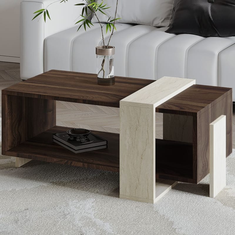 Norell Soffbord 90x40x49 cm - Travertine Walnut - Möbler - Bord & matgrupper - Soffbord