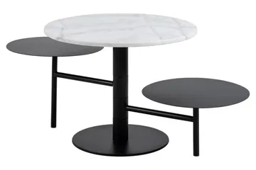 Northmere Utdragbart Runt Soffbord 60 cm i Sten med Svängbara Sidoskivor - Vit - Möbler - Bord & matgrupper - Soffbord