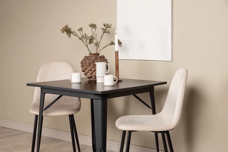 Ochovi Matgrupp  80 cm Rektangulär med 2 Bennie stolar - Beige - Möbler - Bord & matgrupper - Matgrupper