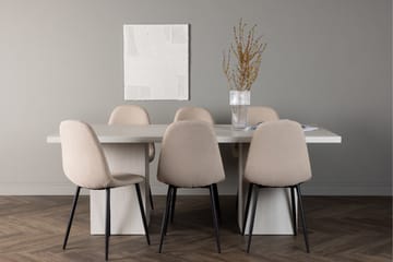 Olga Matgrupp 200 cm Rektangulär med 6 Polar Stolar - Beige - Möbler - Bord & matgrupper - Matgrupper