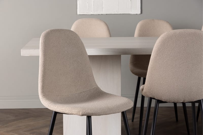 Olga Matgrupp 200 cm Rektangulär med 6 Polar Stolar - Beige - Möbler - Bord & matgrupper - Matgrupper