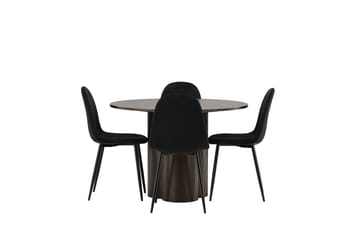 Olivero Matgrupp  110 cm Rund med 4 Bennie stolar - Svart - Möbler - Bord & matgrupper - Matgrupper