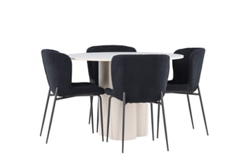 Olivia Matgrupp 110 cm Rund med 4 Modesto stolar - Beige/Svart - Möbler - Bord & matgrupper - Matgrupper