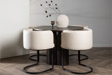 Olivia Matgrupp 110 cm Rund med 4 Simrishamn stolar - Beige - Möbler - Bord & matgrupper - Matgrupper