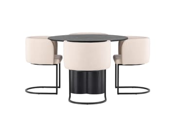 Olivia Matgrupp 110 cm Rund med 4 Simrishman Stolar - Beige - Möbler - Bord & matgrupper - Matgrupper
