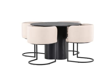 Olivia Matgrupp 110 cm Rund med 4 Simrishman Stolar - Beige - Möbler - Bord & matgrupper - Matgrupper