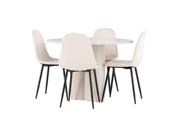 Olivia Matgrupp 110 cm Rund med 4 Polar stolar - Beige/Beige - Möbler - Bord & matgrupper - Matgrupper