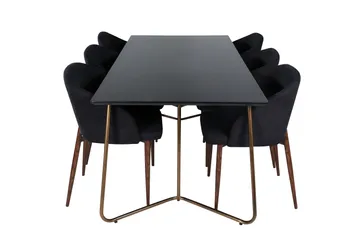 Petra Matgrupp 190 cm Rektangulär med 6 Arch stolar - Svart - Möbler - Bord & matgrupper - Matgrupper