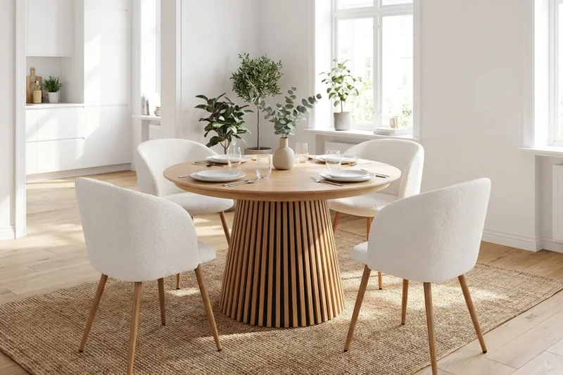 Peyra Matgrupp 120-220 cm förlängningsbart med 4 Greya Mastolar - Ek - Möbler - Bord & matgrupper - Matgrupper