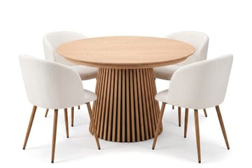 Peyra Matgrupp 120-220 cm förlängningsbart med 4 Greya Mastolar - Ek - Möbler - Bord & matgrupper - Matgrupper