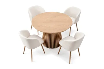 Peyra Matgrupp 120-220 cm förlängningsbart med 4 Greya Mastolar - Ek - Möbler - Bord & matgrupper - Matgrupper