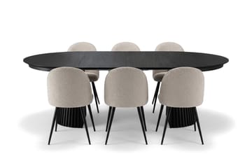 Peyra Matgrupp 140-240 cm förlängningsbart med 6 Nibe Plus Mastolar - Svartlaserad ek - Möbler - Bord & matgrupper - Matgrupper
