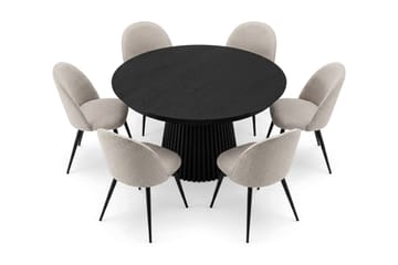 Peyra Matgrupp 140-240 cm förlängningsbart med 6 Nibe Plus Mastolar - Svartlaserad ek - Möbler - Bord & matgrupper - Matgrupper