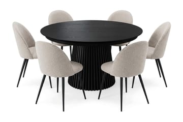 Peyra Matgrupp 140-240 cm förlängningsbart med 6 Nibe Plus Mastolar - Svartlaserad ek - Möbler - Bord & matgrupper - Matgrupper
