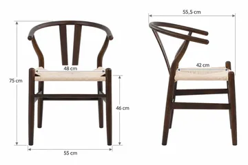 Peyra Rund Utdragbar Matgrupp 120-220 cm – Matbord med 4 Dastoori Matstolar i Trä med Rökt Ek-utseende - Mörkbrun - Möbler - Bord & matgrupper - Matgrupper