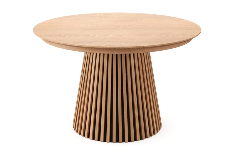Peyra Rund Utdragbar Matgrupp 120-220 cm – Matbord med 4 Filip Matstolar i Trä med Ekutseende - Natur|Taupe - Möbler - Bord & matgrupper - Matgrupper