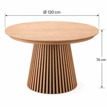 Peyra Rund Utdragbar Matgrupp 120-220 cm – Matbord med 4 Lucy Matstolar i Trä med Ekutseende - Natur|Greige - Möbler - Bord & matgrupper - Matgrupper