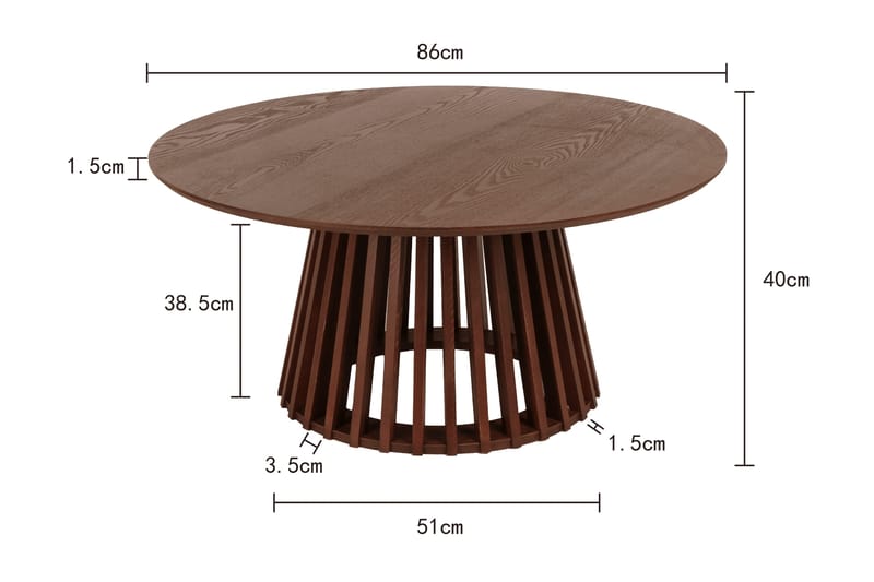 Peyra Soffbord Runt 86 cm Fanér - Valnöt - Möbler - Bord & matgrupper - Soffbord