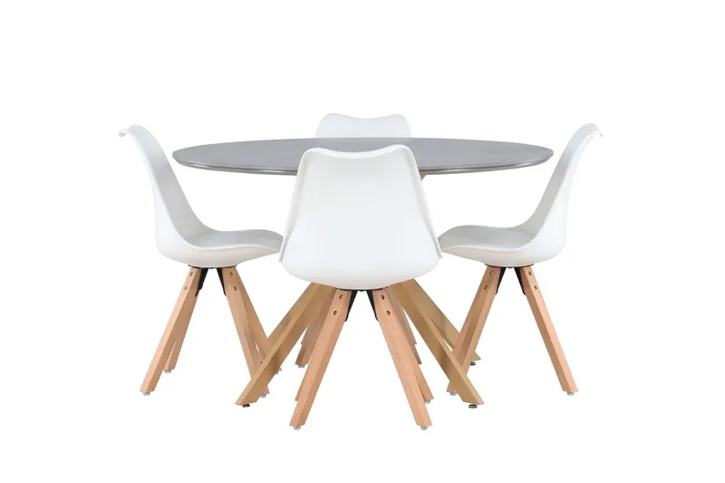 Piazza Matgrupp  120 cm Rund med 4 Zeno stolar - Grå - Möbler - Bord & matgrupper - Matgrupper
