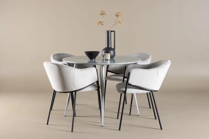 Plaza Matbord 100 cm med 4 Evelina Karmstol