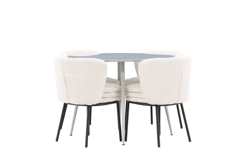Plaza Matgrupp 100 cm Rund med 4 Agnes stolar - Grå/Vit - Möbler - Bord & matgrupper - Matgrupper