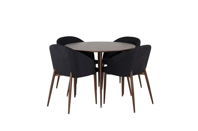 Plaza Matgrupp 100 cm Rund med 4 Arch stolar - Svart - Möbler - Bord & matgrupper - Matgrupper