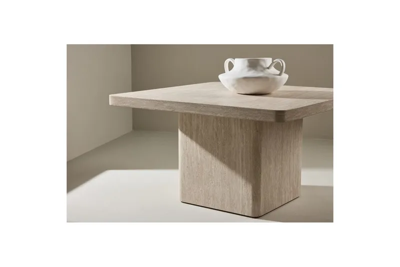 Qvart Kvadratiskt Soffbord i Sten - Beige - Möbler - Bord & matgrupper - Soffbord