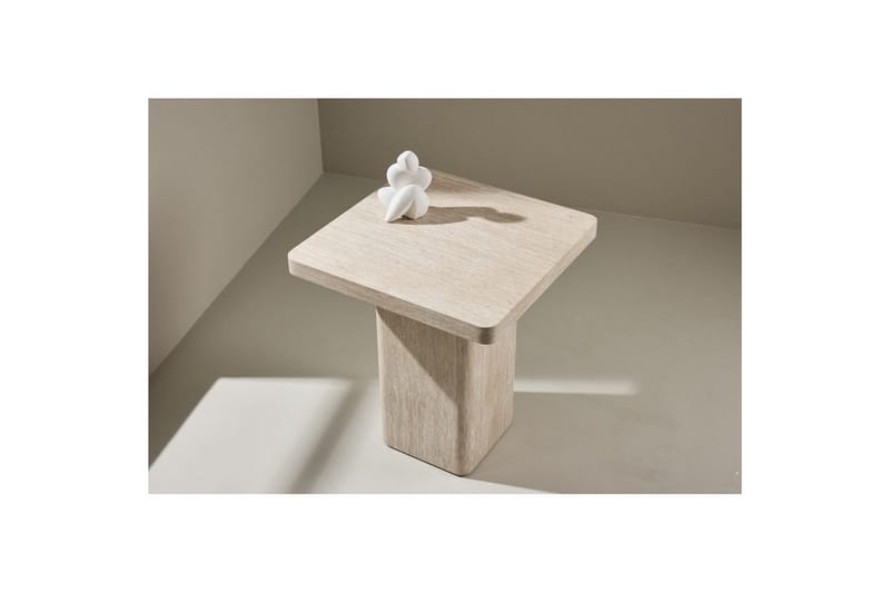 Qvart Kvadratiskt Soffbord i Sten med Rundade Hörn - Beige - Möbler - Bord & matgrupper - Soffbord