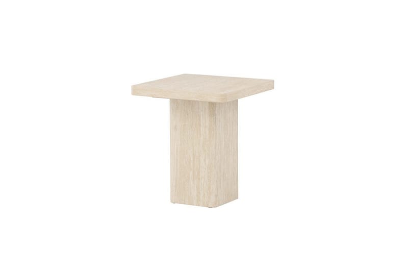 Qvart Kvadratiskt Soffbord i Sten med Rundade Hörn, Beige