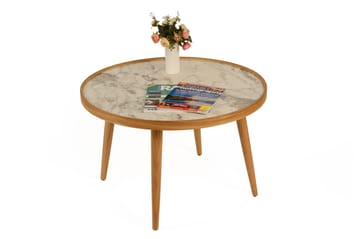 Ranvik Soffbord 80x48x80 cm - Ek och vit marmor - Möbler - Bord & matgrupper - Soffbord