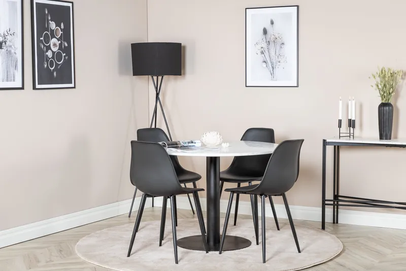 Razzia Matgrupp 106 cm Rund inkl 4 Ypas Stolar - Vit/Svart - Möbler - Bord & matgrupper - Matgrupper
