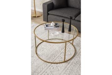 Retzow 80 cm Runt Soffbord i Glas med Glasskiva och Öppet Ramunderrede - Klar - Möbler - Bord & matgrupper - Soffbord