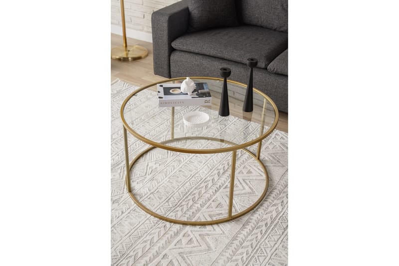 Retzow 80 cm Runt Soffbord i Glas med Glasskiva och Öppet Ramunderrede - Klar - Möbler - Bord & matgrupper - Soffbord